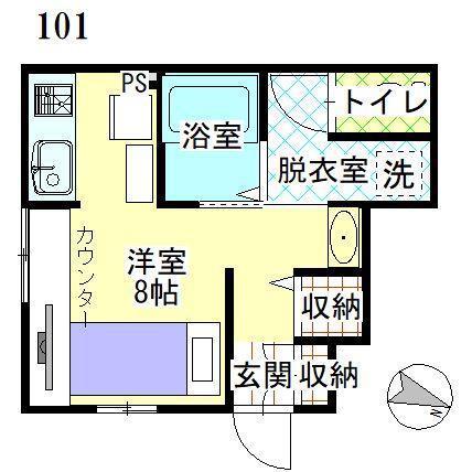 Dフロンティア宮野浦(ワンルーム/1階)の間取り写真