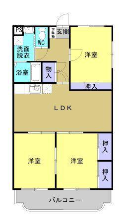 メゾンニシダ(3LDK/2階)の間取り写真