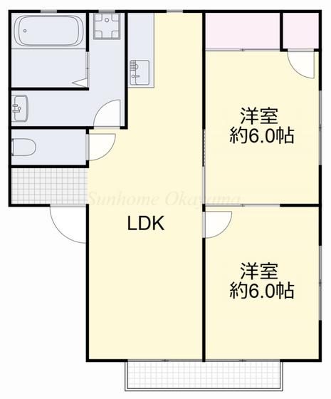 コーポ小野田(2LDK/2階)の間取り写真