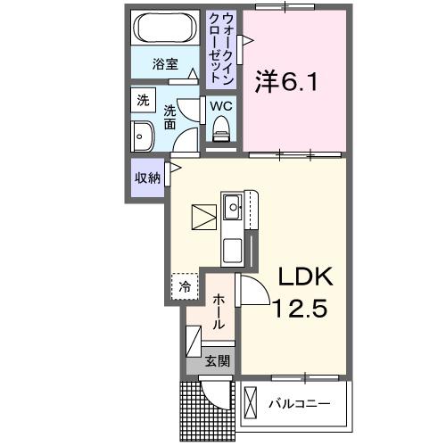 イースト オレヌ(1LDK/1階)の間取り写真