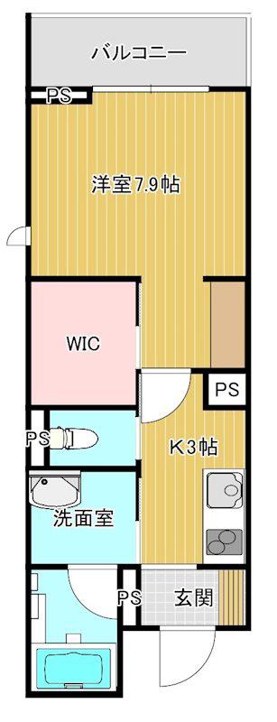 グランレーヴ新都心(1K/3階)の間取り写真