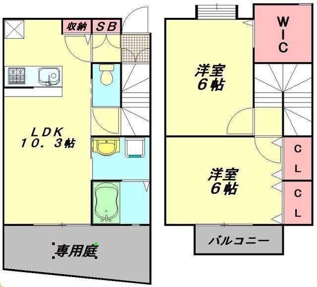 カームガーデンII(2LDK/1階)の間取り写真