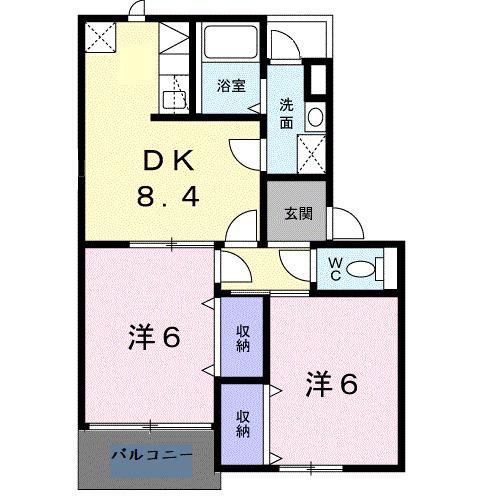 サンパティークII(2DK/2階)の間取り写真