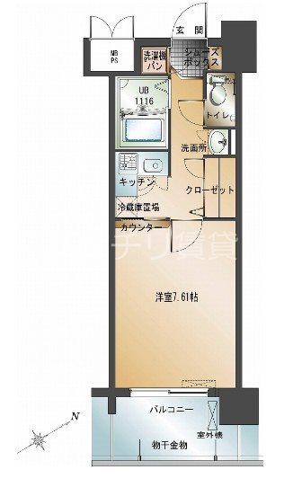 エンクレスト天神II(1K/9階)の間取り写真
