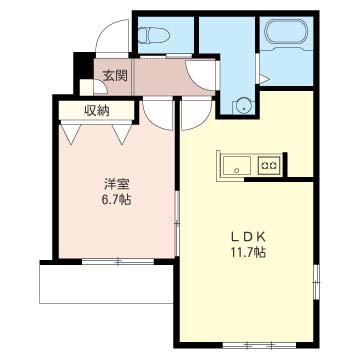 エンゼルハイム(1LDK/1階)の間取り写真