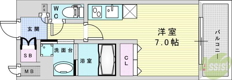 GATE COURT 新大阪 ノース(ワンルーム/3階)の間取り写真