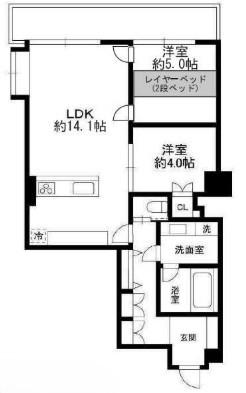 サンクォーレタワー(2LDK/11階)の間取り写真