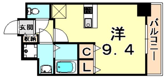 プレサンス三ノ宮駅前プライムタイム(1K/10階)の間取り写真
