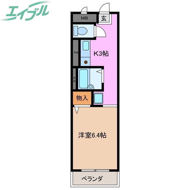 HEARTY西日野V(1K/2階)の間取り写真