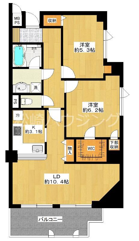 ヴィンテージ中野(2LDK/3階)の間取り写真