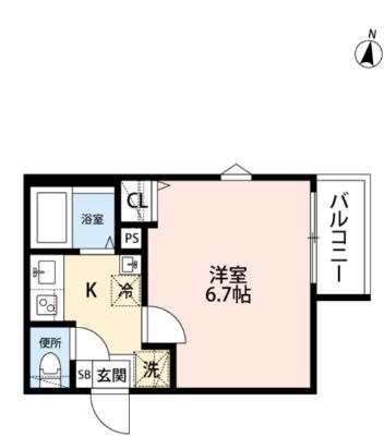 グランクオール千川(1K/2階)の間取り写真