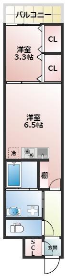 プリエ藤井寺駅前(1DK/9階)の間取り写真