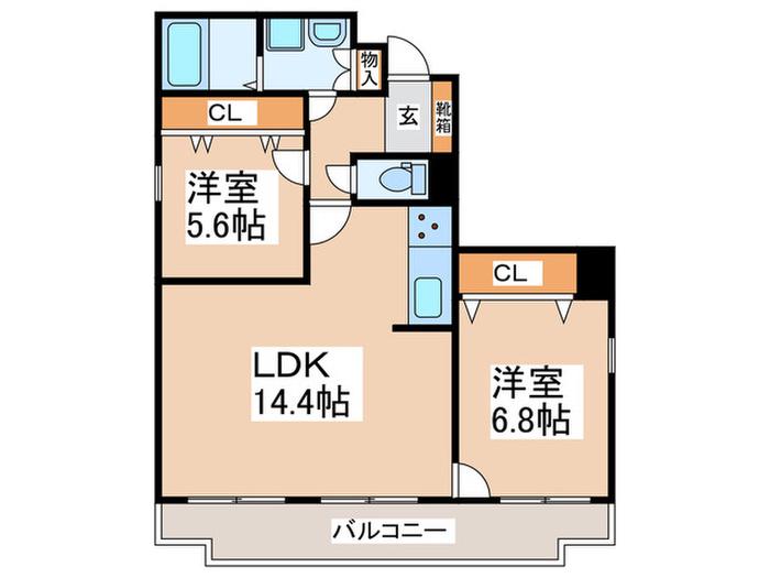 リバーサイド紀の国(2LDK/8階)の間取り写真