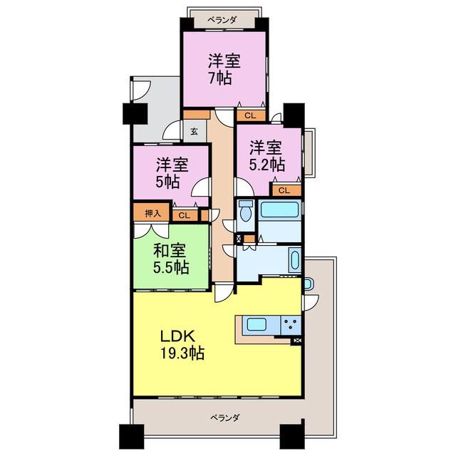 ロイヤルイルマーレ新舞子(4LDK/2階)の間取り写真