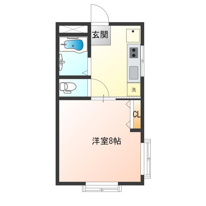 ルナハイツ 東原(1K/2階)の間取り写真