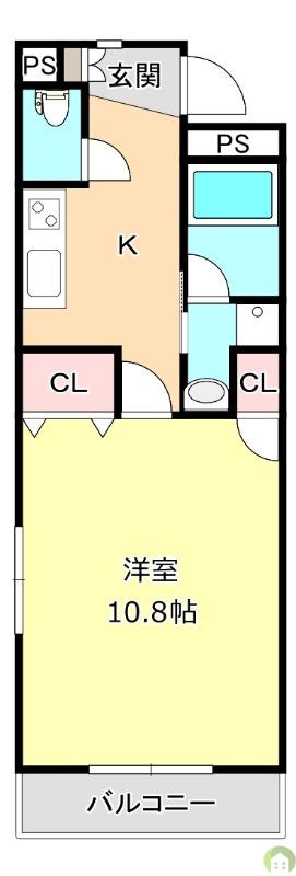 グランドパイン(1K/2階)の間取り写真
