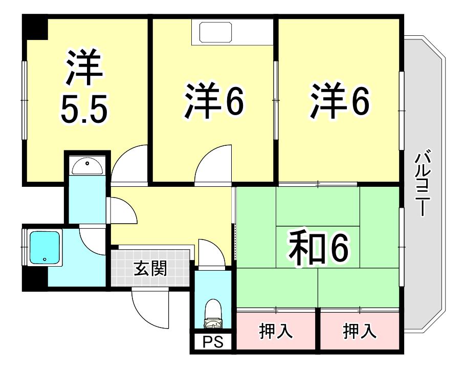 入江ビル(3DK/1階)の間取り写真