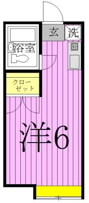 フローラ北綾瀬(ワンルーム/1階)の間取り写真
