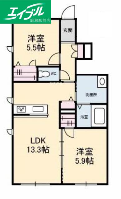 ぷらんどーる(2LDK/1階)の間取り写真