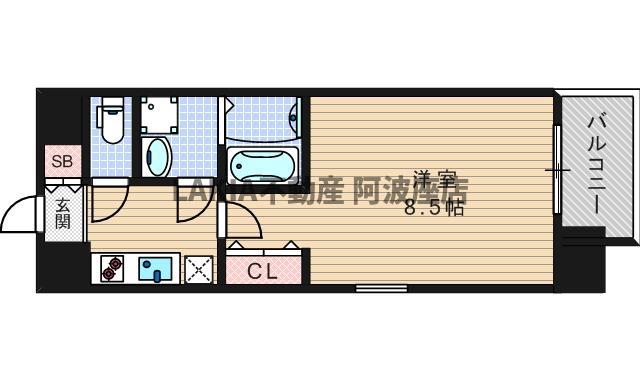 エスリード阿波座シティーウエスト(1K/13階)の間取り写真