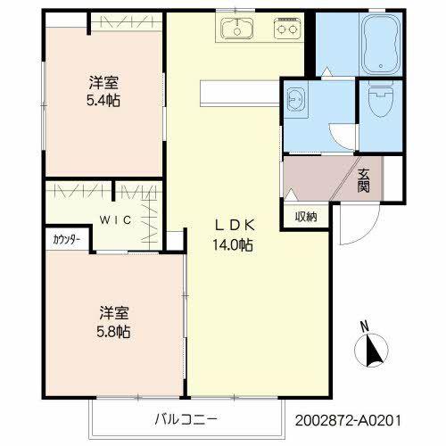 メゾン・ド・レスポアール(2LDK/2階)の間取り写真