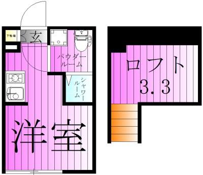 ハーモニーテラス西亀有II(ワンルーム/1階)の間取り写真