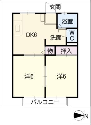 サンシティー森田(2DK/1階)の間取り写真