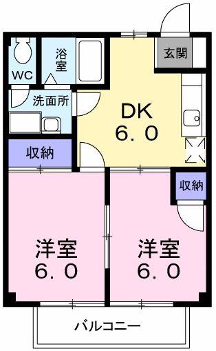 ファミールKOBAYASHI(2DK/2階)の間取り写真