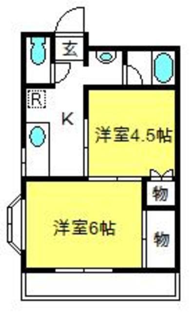サングリーン坂戸(2K/1階)の間取り写真