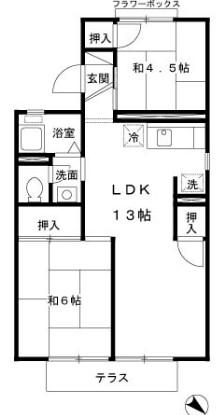 ファミール阪和(2LDK/1階)の間取り写真