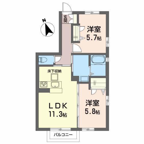 シャーメゾンアイ(2LDK/1階)の間取り写真