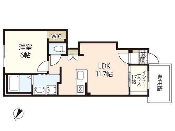 SOLEIL.KAY(1LDK/1階)の間取り写真