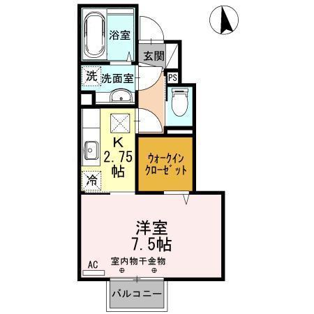 D-ROOMアン(1K/1階)の間取り写真