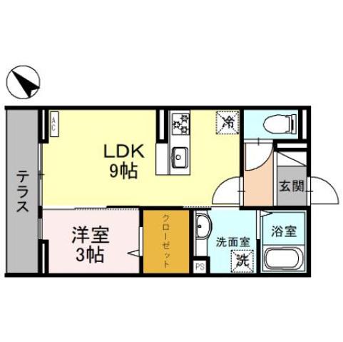 D-RESIDENCE東田町(1LDK/3階)の間取り写真