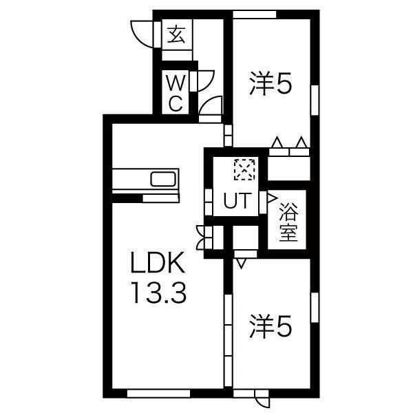 ティファナコート(2LDK/2階)の間取り写真