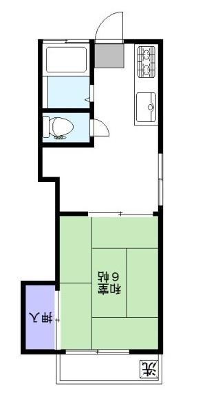 ラークヒル(1DK/2階)の間取り写真