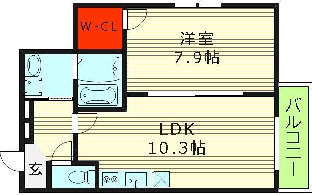 フジパレスファースト内代町(1LDK/2階)の間取り写真
