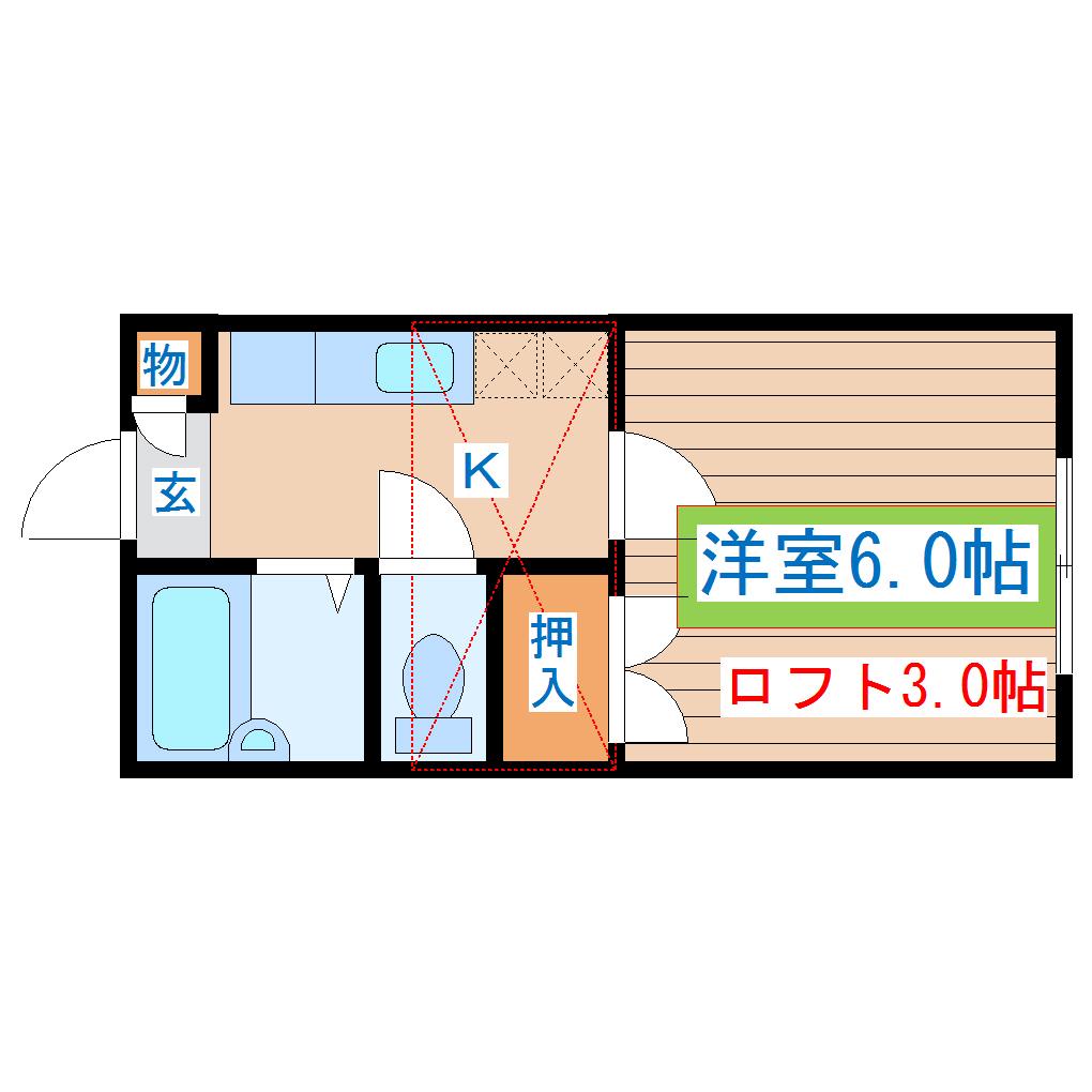 NK五輪(1K/1階)の間取り写真