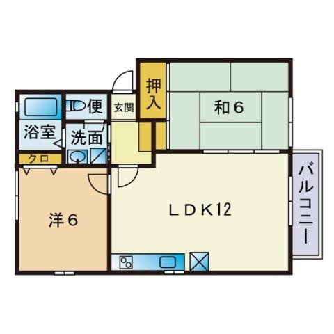 ソレイユ産の宮 I棟(2LDK/2階)の間取り写真