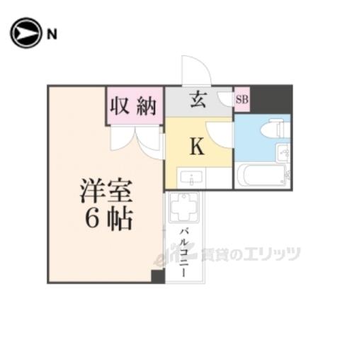 シグナス御所ノ内(1K/4階)の間取り写真