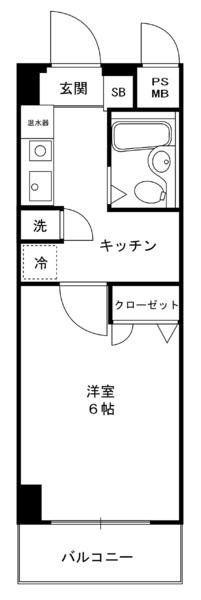 グロブナーハウス八王子(1K/2階)の間取り写真