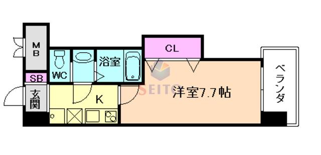 LUXE 江坂北(1K/5階)の間取り写真