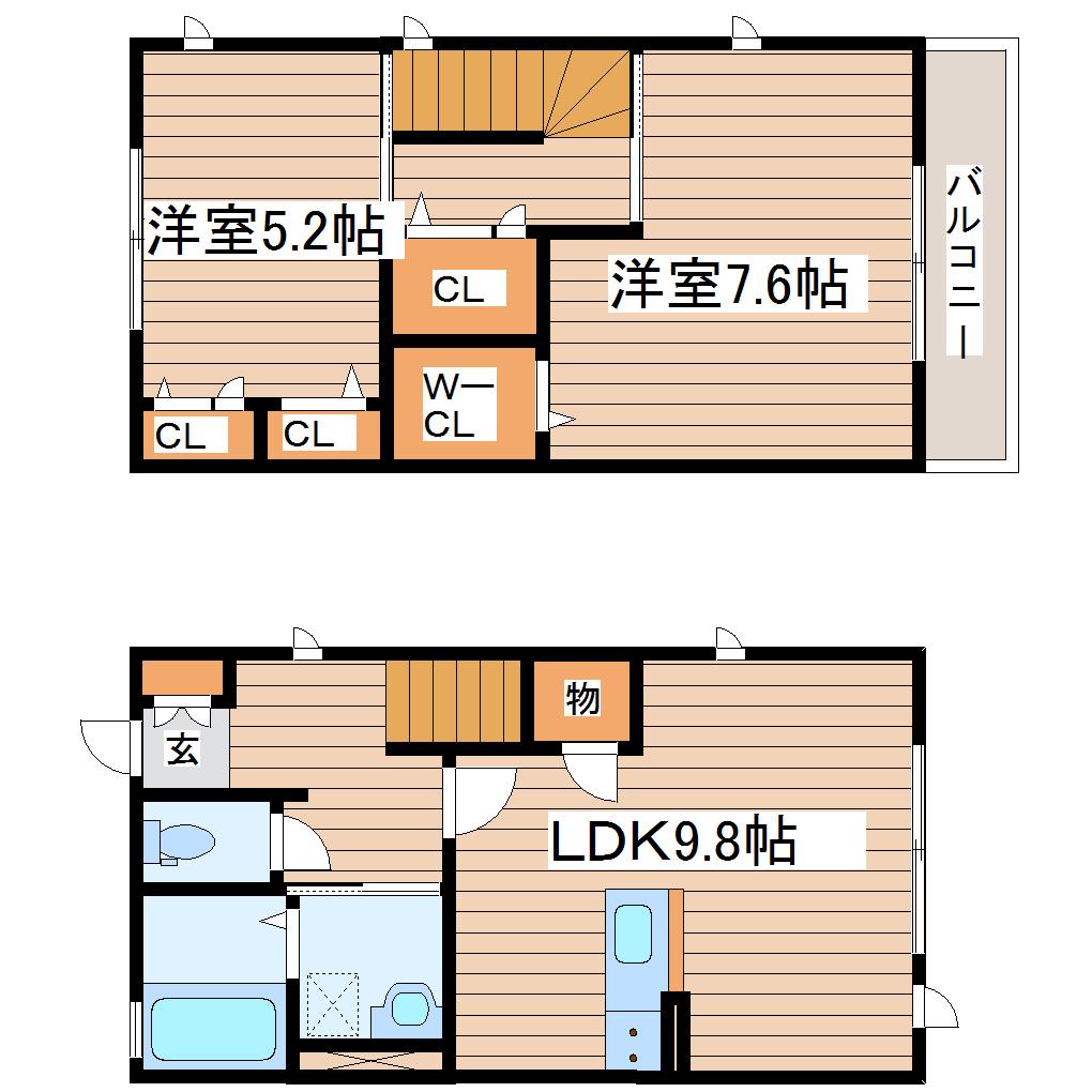 パークサイド国見ヶ丘(2LDK/1階)の間取り写真