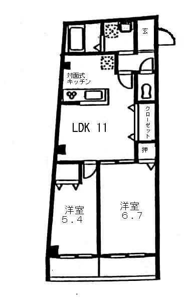 ドエル・シャンビエン(2LDK/1階)の間取り写真