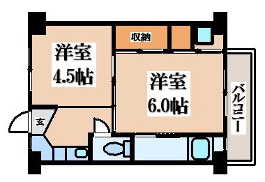 ビレッジハウス旭(1DK/4階)の間取り写真