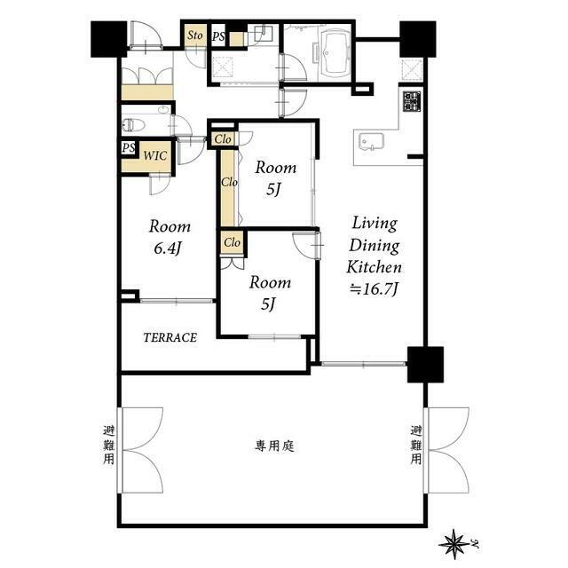 クレヴィア成城(3LDK/1階)の間取り写真