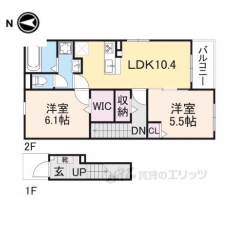ハイフィールド3(2LDK/2階)の間取り写真