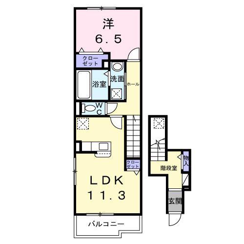 ウィステリアタウンI(1LDK/2階)の間取り写真