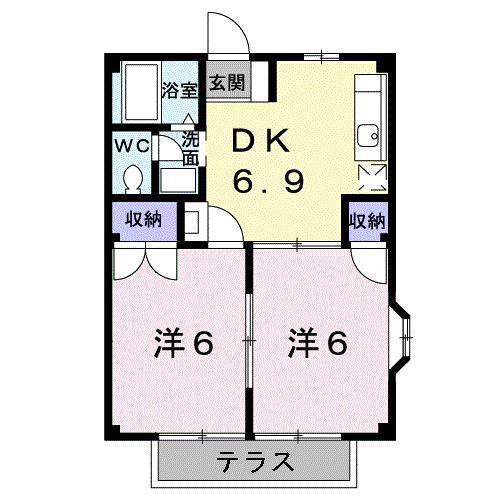 サンライズ大東(2DK/1階)の間取り写真