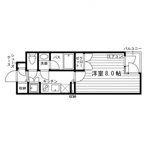 K.I FLATS-2(1K/2階)の間取り写真